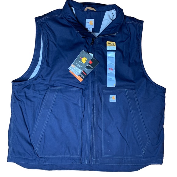 3XL Regular Carhartt Workwear FR Vest for Men, Quick Duck Insulated, Navy - Picture 2 of 16